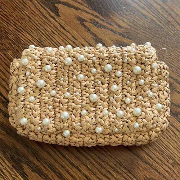 Anthropologie The Fiona Shoulder Bag: Embellished Neutral Raffia (no strap) - Picture 7 of 7